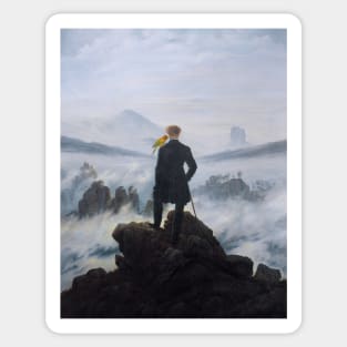 wanderer above the sea of fog with Sun Conure Sticker